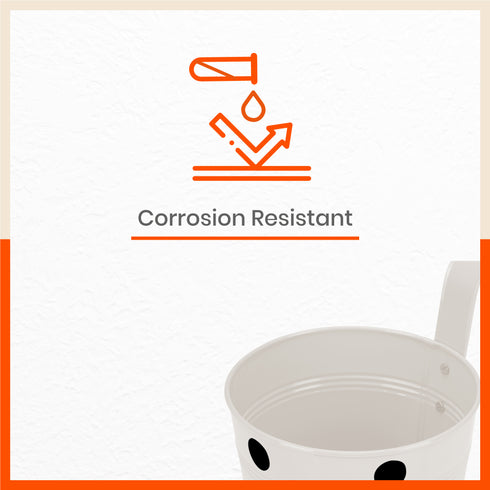 RUI Hanging Metal Pot Holders / Planters for Home / Balcony / Garden | White - Set of 5